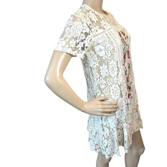 Mi Ami Ivory Lace Overlay Embroidered Floral Bridal Fairy Romantic Dress Size XS - Picture 3 of 16
